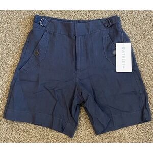 Athleta Size 0 Regular Granite Blue Voyager Linen‎ Short  #586829 New $79 Retail